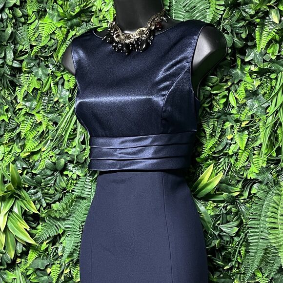 VINTAGE LIZ CLAIBORNE NIGHT Dress Women 6 Blue Sleeveless Pleated Sheath 2550 - Picture 6 of 8